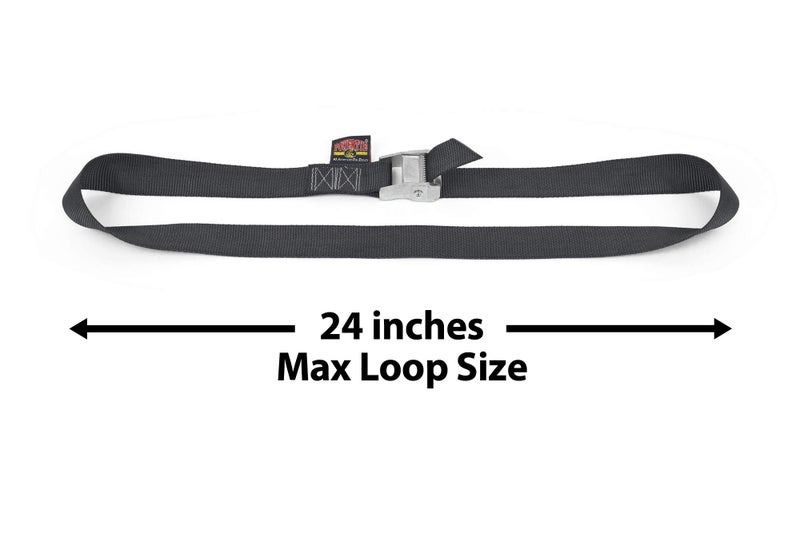 PowerTye Heavy-Duty Lashing Straps â€“ 1.5in x 4ft Cam Buckle Continuous loop strap (no hooks), Made in USA for Motorcycle, ATV, Cargo, Coolers and RV Battery â€“ 300 lb Working Load Limit, Black (2-pack) - Image 3